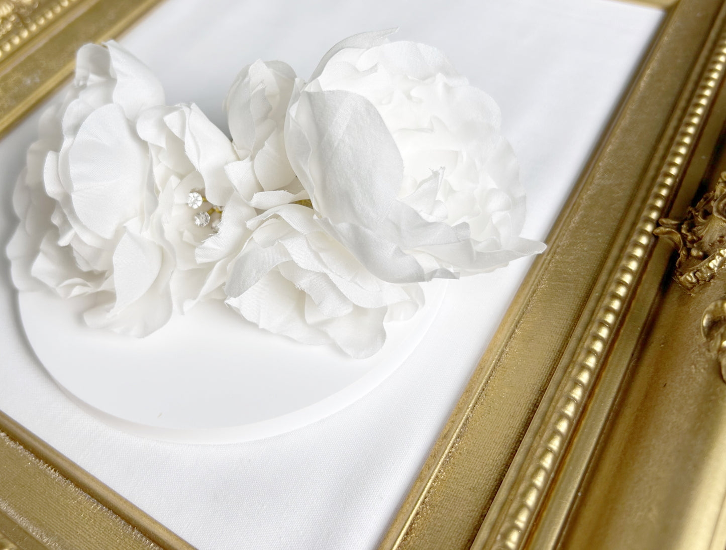Luxury Bridal Headpiece – Handmade Silk Flowers, Austrian Crystals - Style 0523