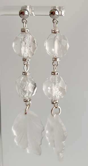 Frosted leaves earring in gold and silver - Style 0553