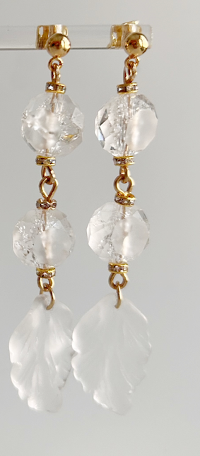 Frosted leaves earring in gold and silver - Style 0553