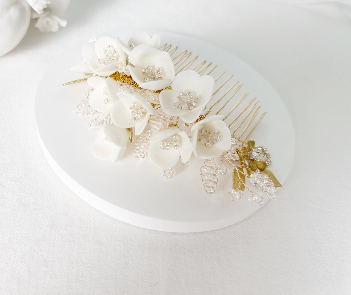 The Margaux - Bridal Hair Comb - Gold Floral, Handmade Luxury Wedding Headpiece