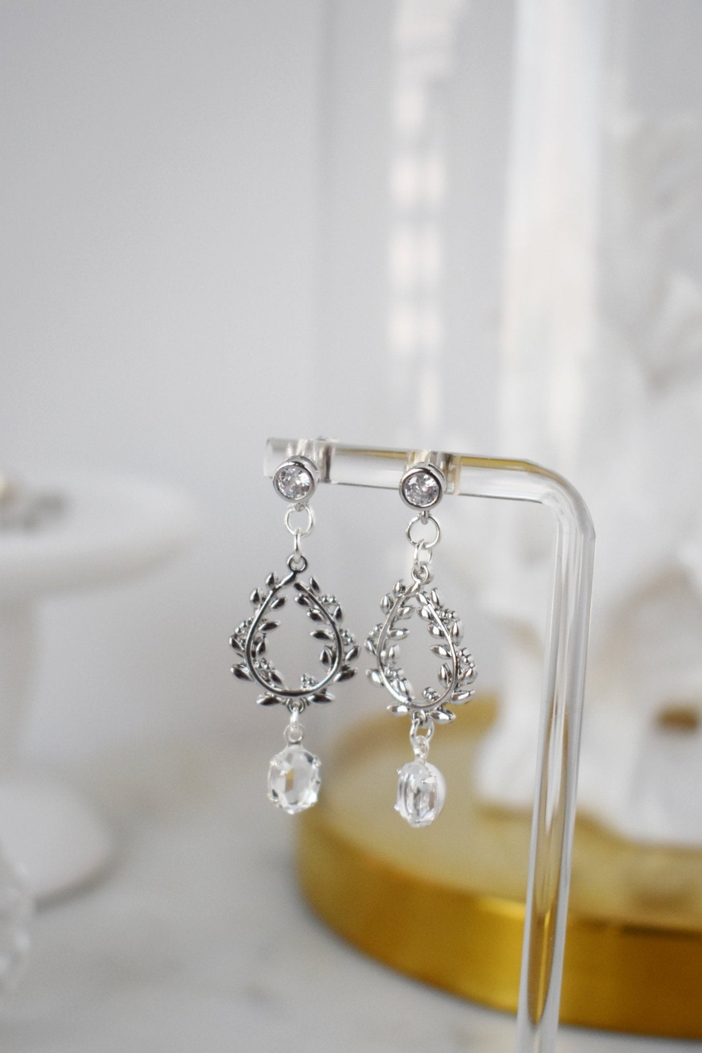 The Allegra - Bridal Drop Earrings - Vintage Austrian Crystal & Silver, Handmade Occasion Jewelry