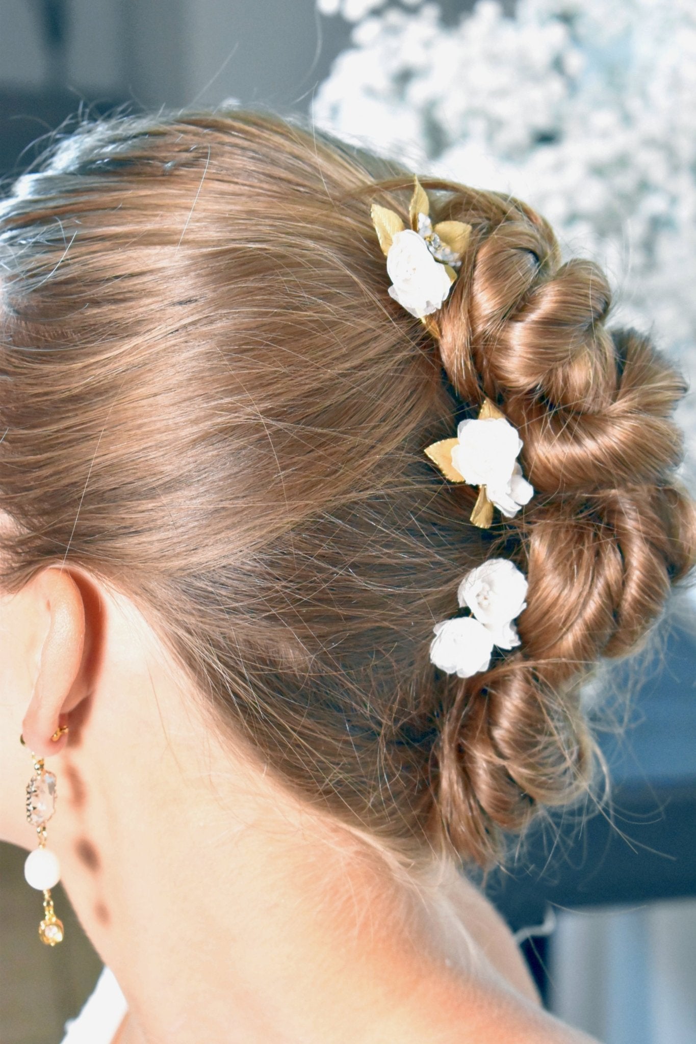The Charlotte - Bridal Hair Pins Set of 3 - Silk Organza Flowers, Handmade Wedding Accessory