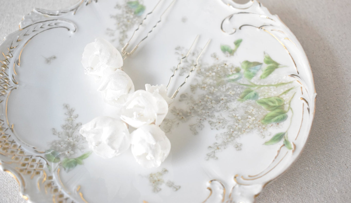 The Odette Hair Pins | Silk Bridal Hair Pins | LAFORET