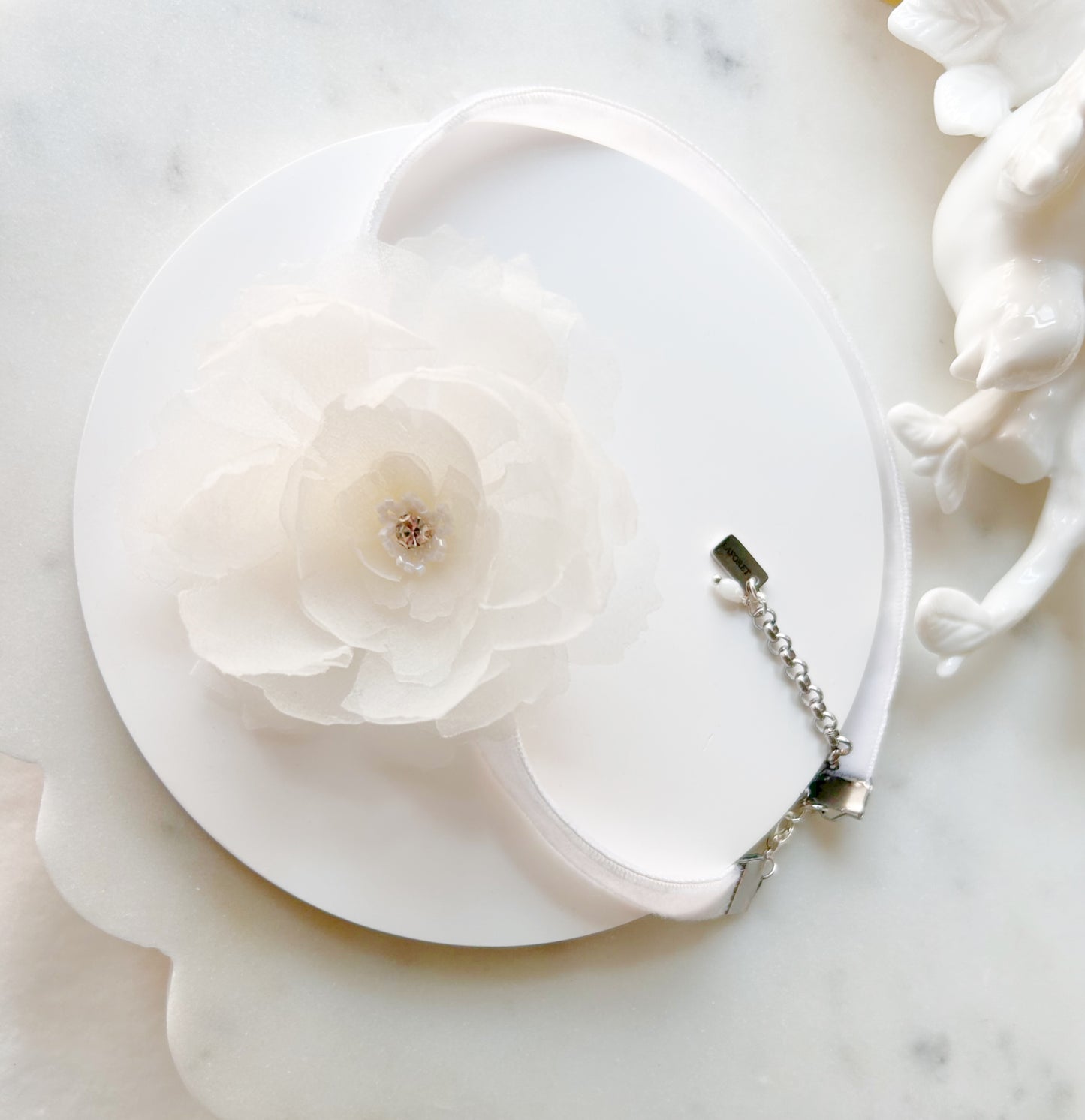 Delicate Silk Floral Choker -  Luxury Bridal Necklace Made in Dallas - Style 0561