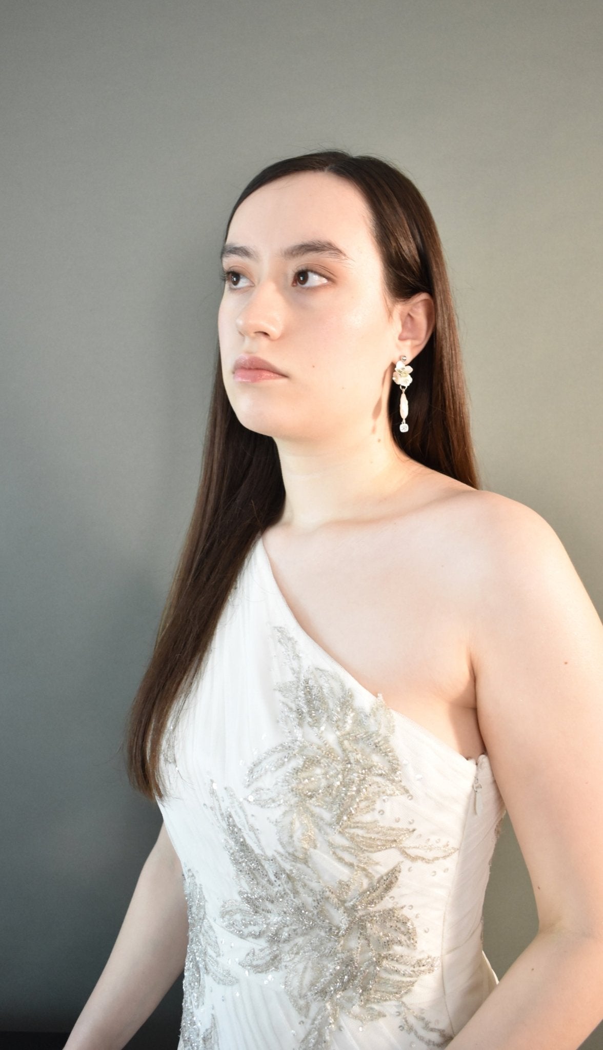 The Audrey - Bridal Drop Earrings - Baroque Pearl & Mother of Pearl Flower, Handmade Wedding Jewelry