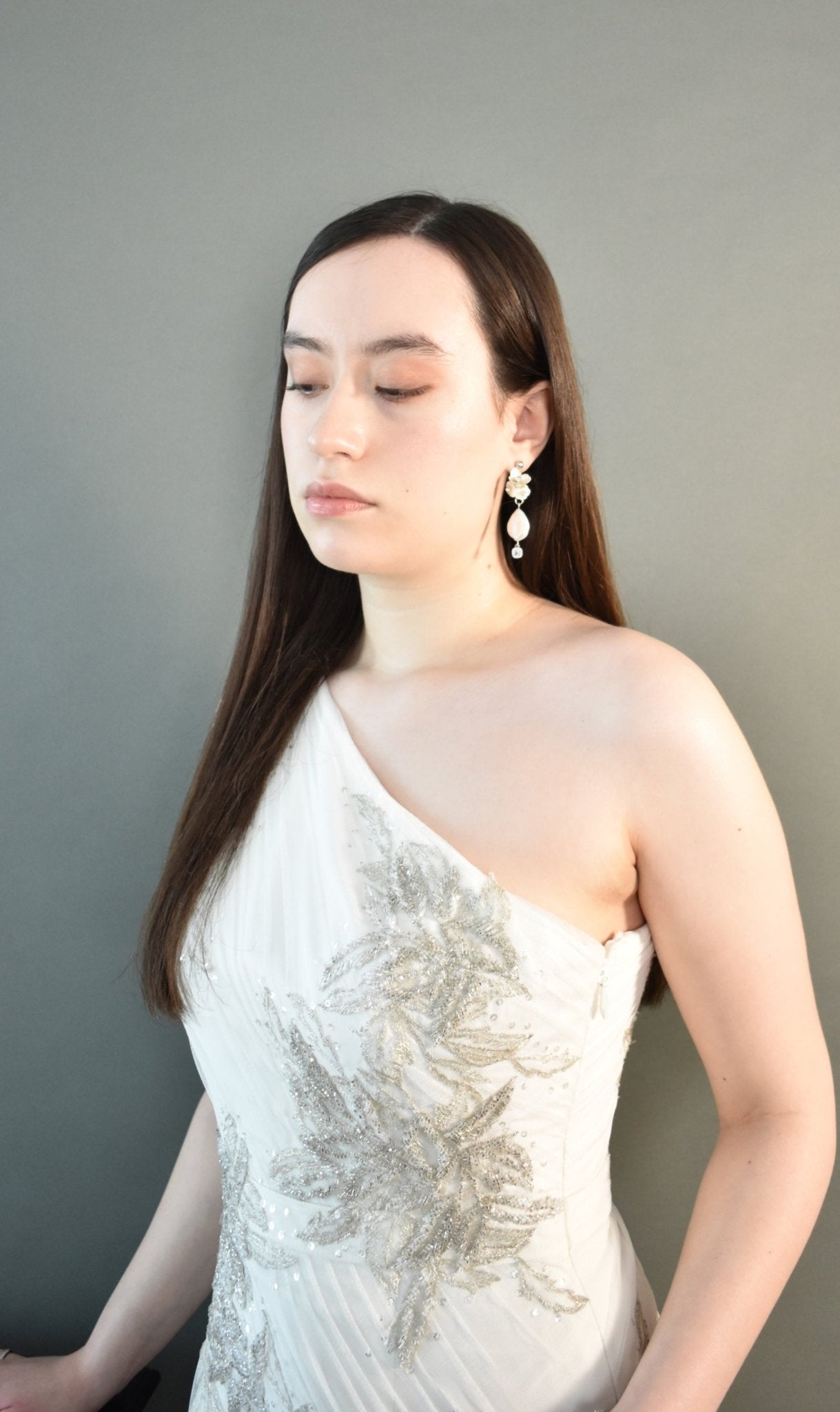 The Audrey - Bridal Drop Earrings - Baroque Pearl & Mother of Pearl Flower, Handmade Wedding Jewelry