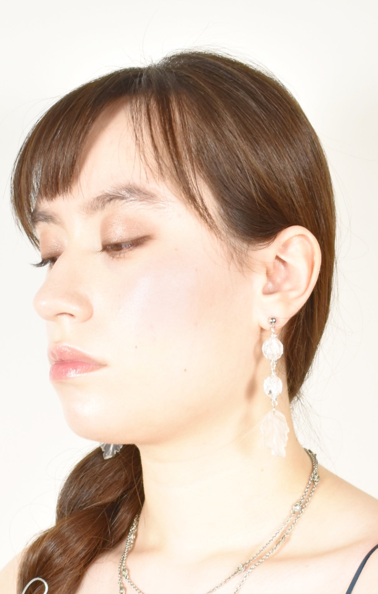 The Vivienne - Bridal Earrings - Frosted Crystal Leaves in Gold & Silver, Handmade Wedding Jewelry