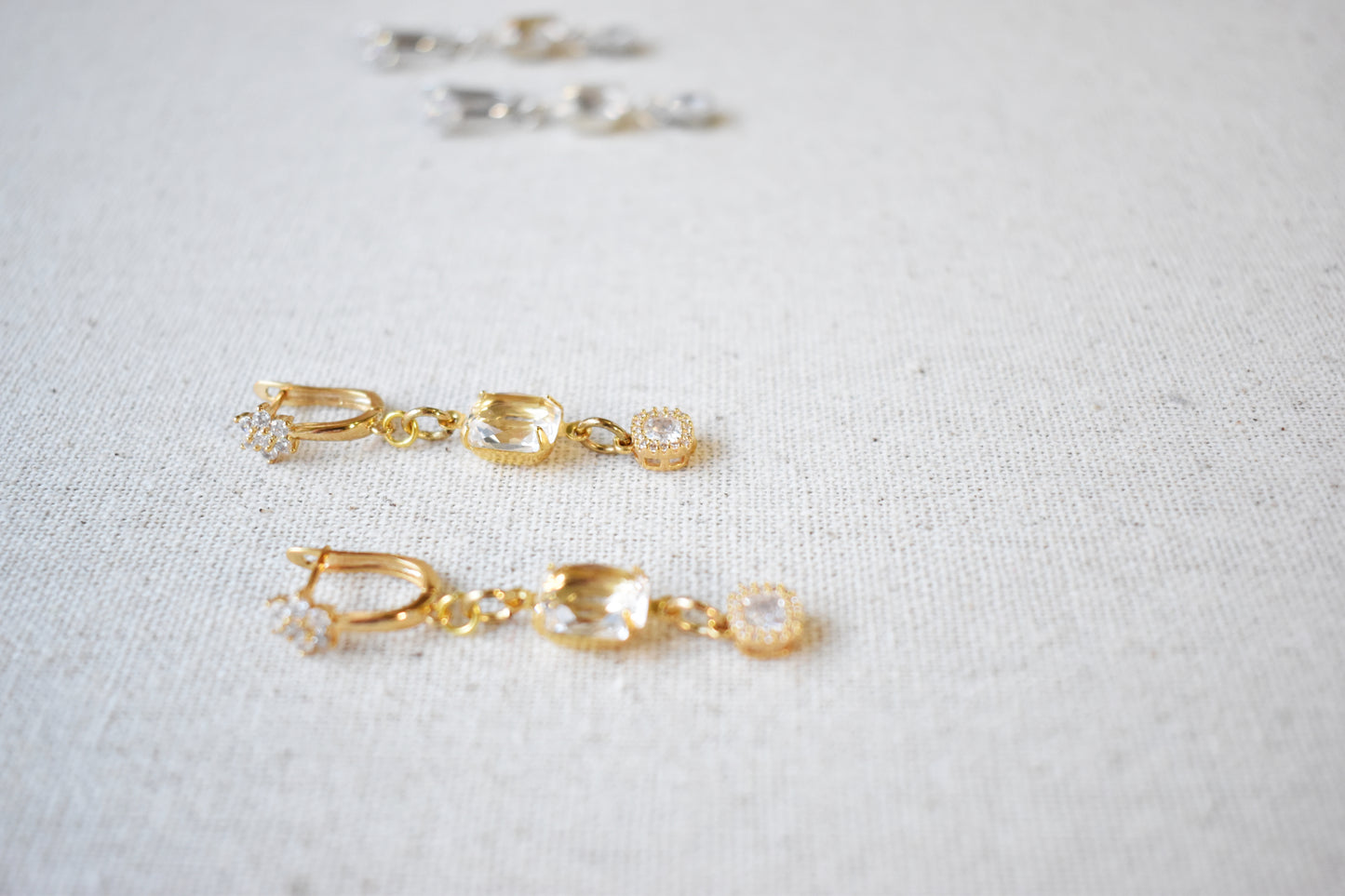 The Leontine -Vintage Austrian Glass Drop Earrings | Gold or Silver | Bridal & Occasion Jewelry