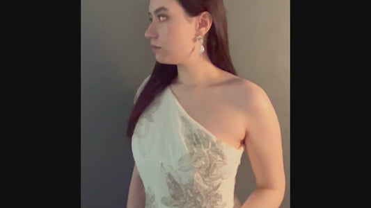 Bridal Drop Earrings - Baroque Pearl & Mother of Pearl Flower, Handmade Wedding Jewelry