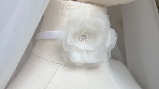 Delicate Silk Floral Choker -  Luxury Bridal Necklace Made in Dallas - Style 0561