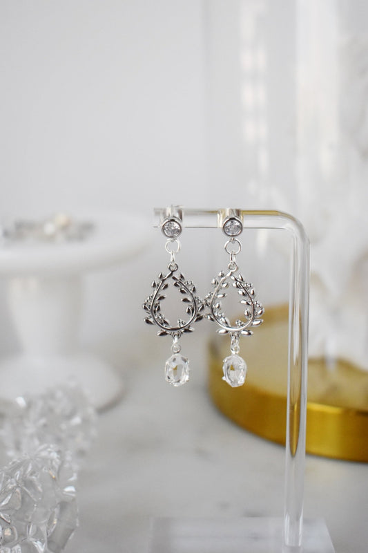 The Allegra - Bridal Drop Earrings - Vintage Austrian Crystal & Silver, Handmade Occasion Jewelry