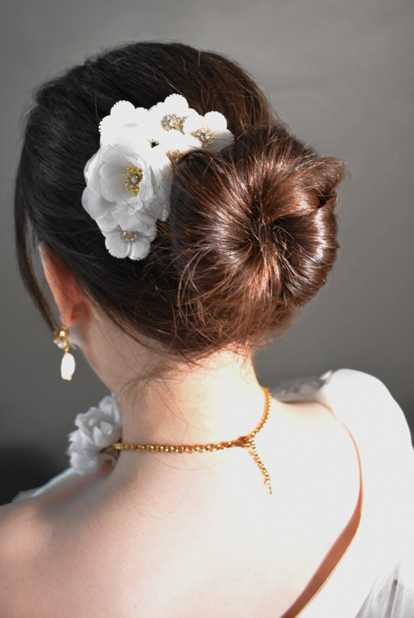 The Aurore - Bridal Hair Comb and Pin Set, Silk Rose and Mother of Pearl, Handmade Wedding Hair Accessory