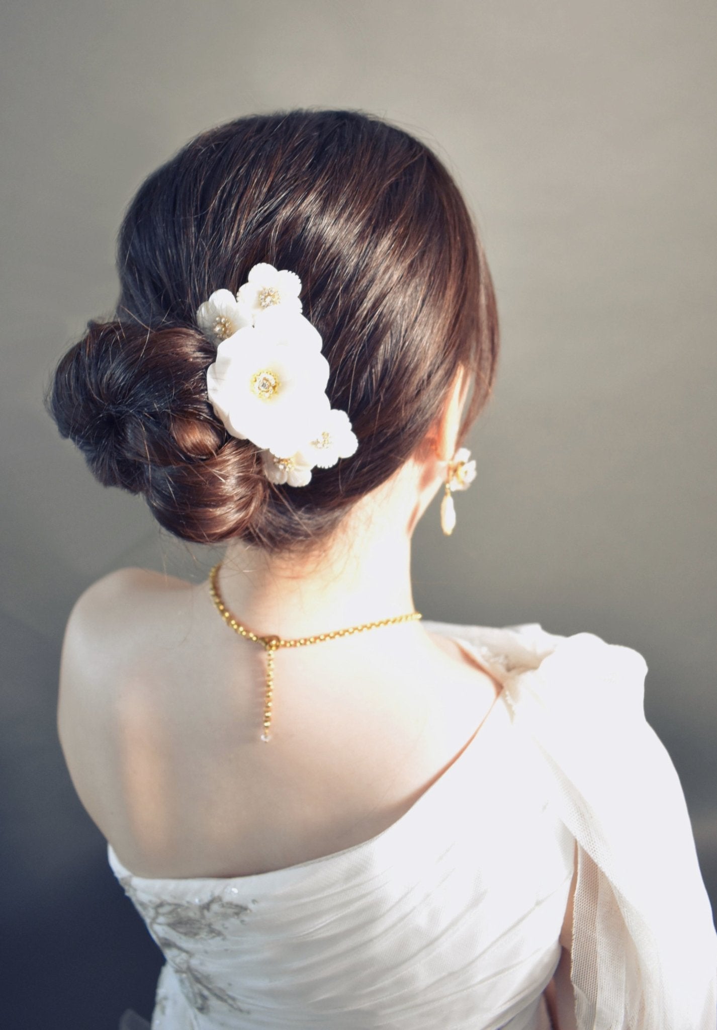 The Aurore - Bridal Hair Comb and Pin Set, Silk Rose and Mother of Pearl, Handmade Wedding Hair Accessory