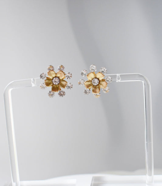 The Céleste - Bridal Flower Stud Earrings in Gold, Handmade Occasion Jewelry