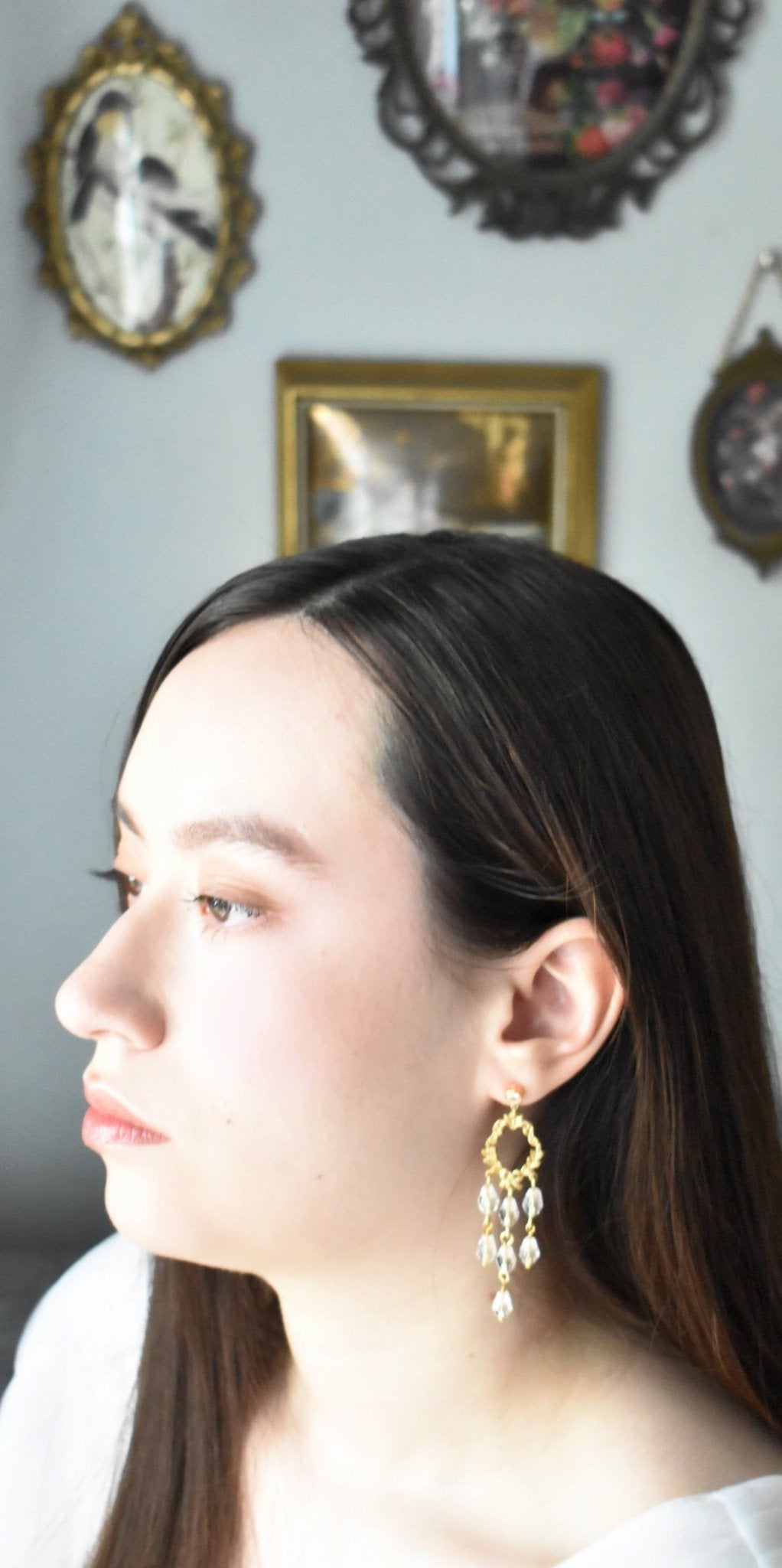 The Josephine - Bridal Chandelier Earrings in Gold, Handmade Wedding Jewelry