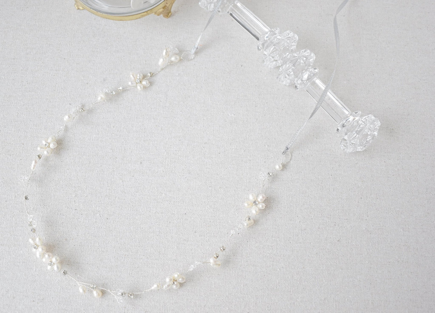 The Liria – Freshwater Pearl & Crystal Bridal Hair Vine