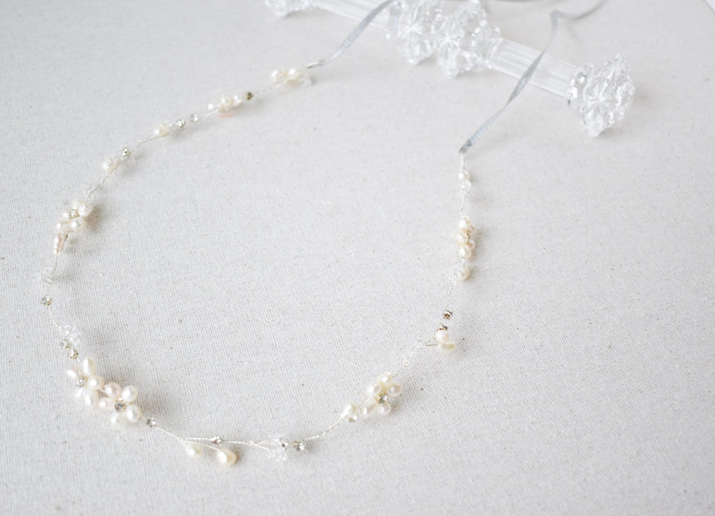 The Liria – Freshwater Pearl & Crystal Bridal Hair Vine