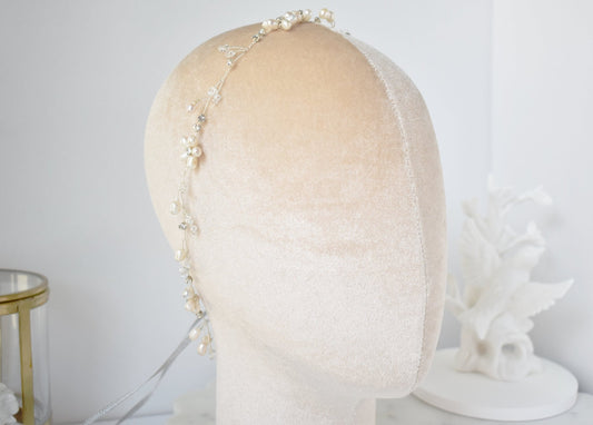 The Liria – Freshwater Pearl & Crystal Bridal Hair Vine
