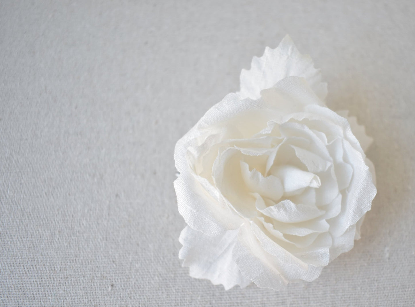 The Manon, Mini Bridal Hair Comb with Hand Pressed White Silk Rose