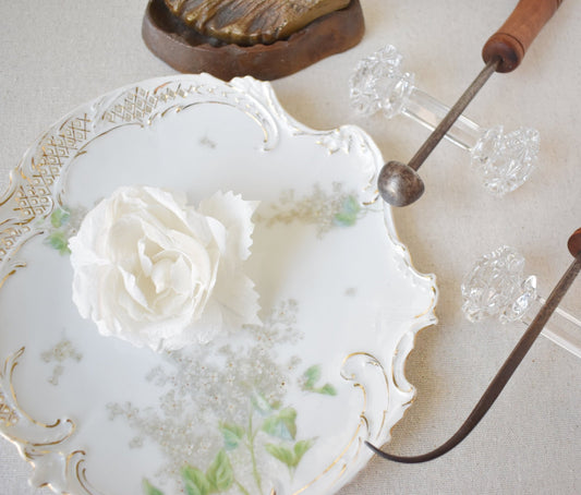 The Manon, Mini Bridal Hair Comb with Hand Pressed White Silk Rose