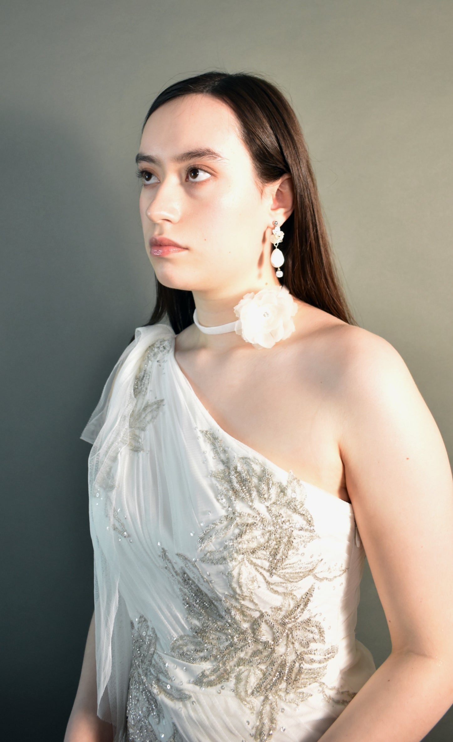 Bridal Choker Necklace - Delicate Silk Flowers, Handmade Luxury Wedding Jewelry